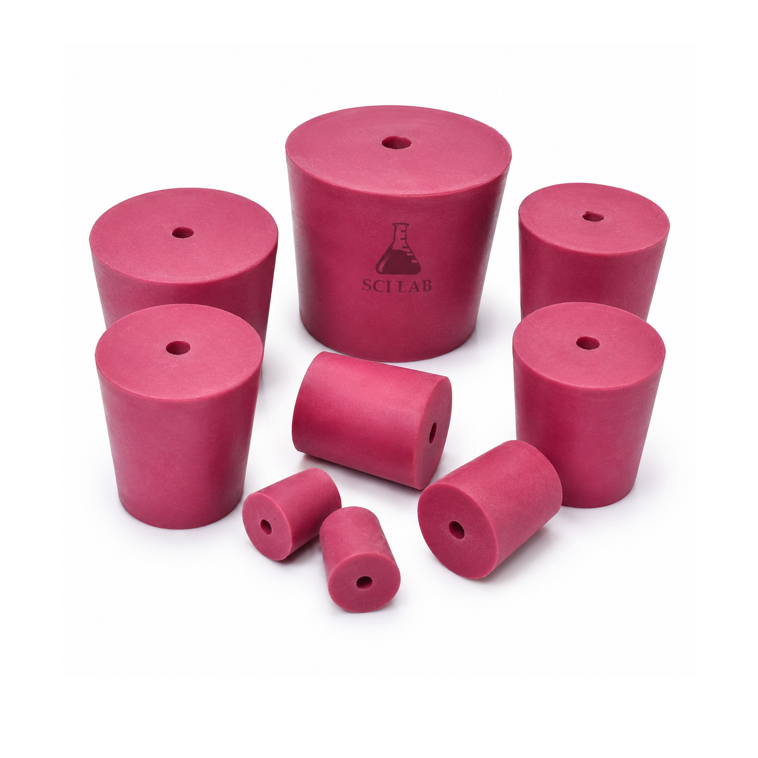 Rubber Stoppers of Various Diameters with Holes