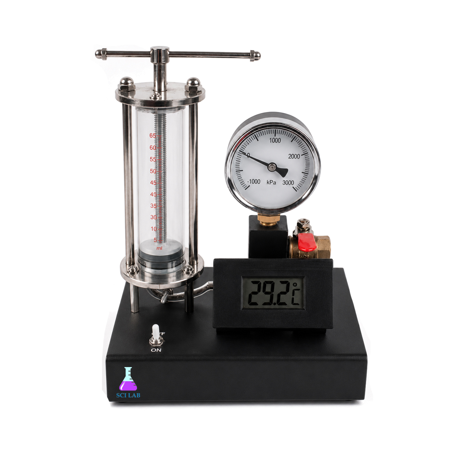 Manometer Cylinder with Piston Temperature Meter