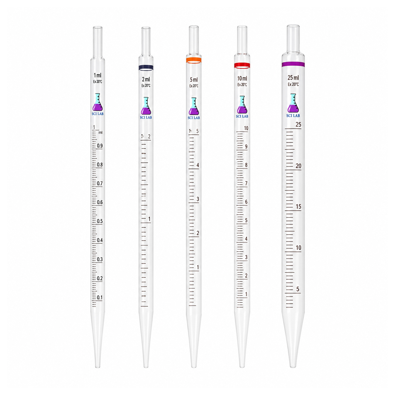 Pipettes Filled with Different Pupils